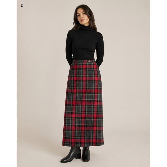 Casual Corner Annex Dresses & Skirts - Casual Corner Annex Maxi Wrap Skirt Womens 6 Petite Red Plaid Vintage Holiday